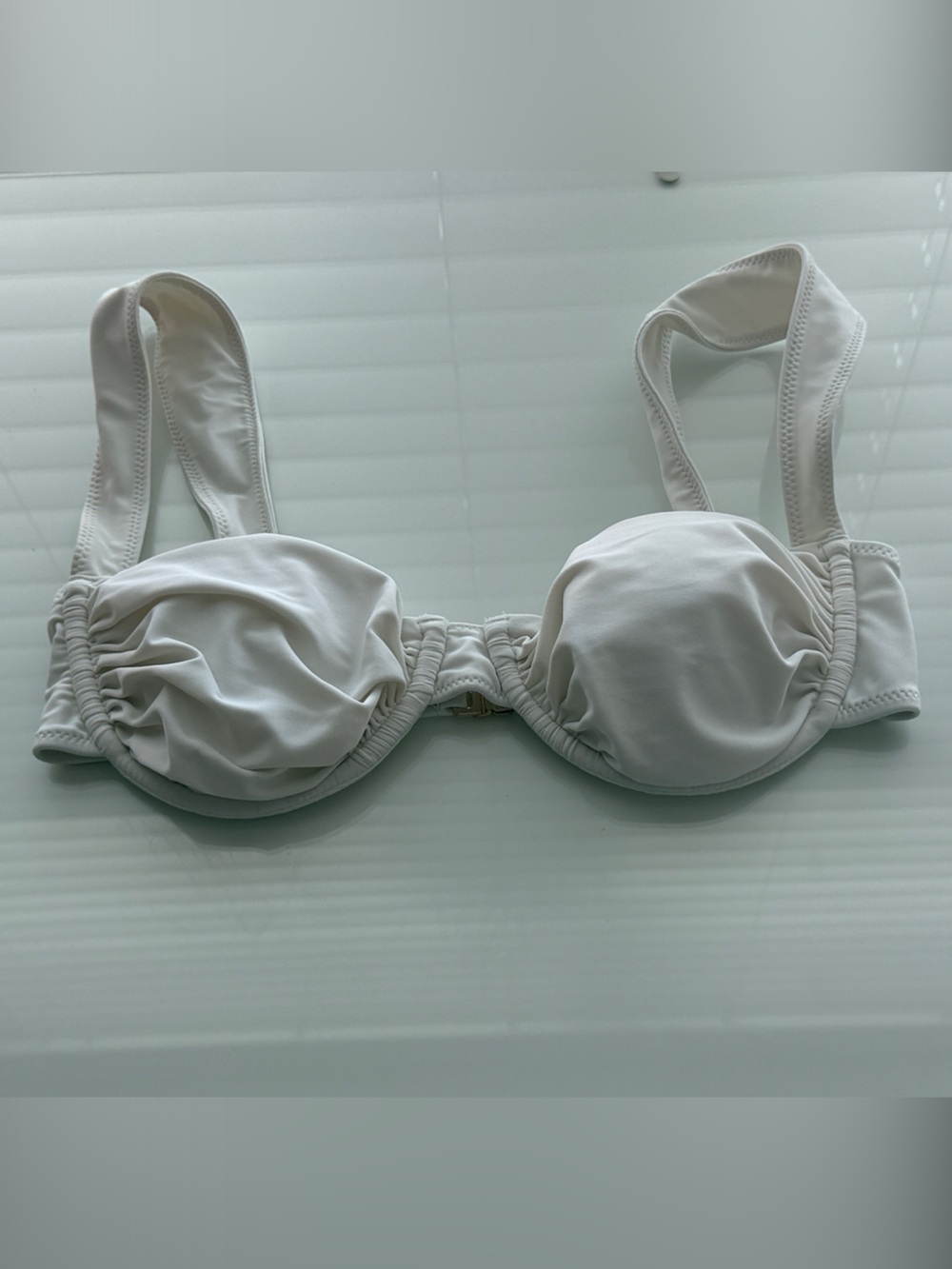 Strawberry Milk Mob White Ruched Bikini Top
